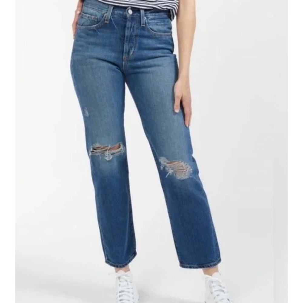 Outerknown SEA Jeans Fillmore Boyfriend Distressed‎ Blue Denim NWT Sz 26 Organic